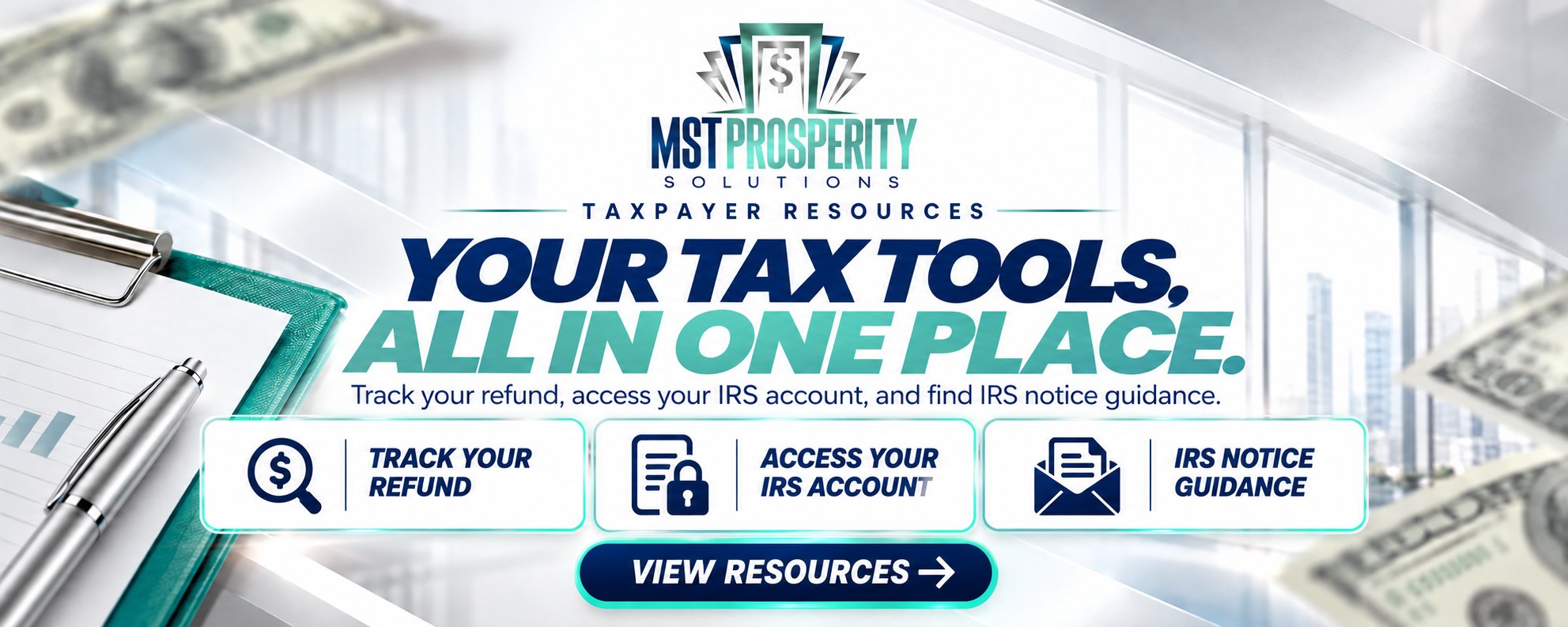 Taxpayer resources — Your tax tools, all in one place: track your refund, access your IRS account, IRS notice guidance.